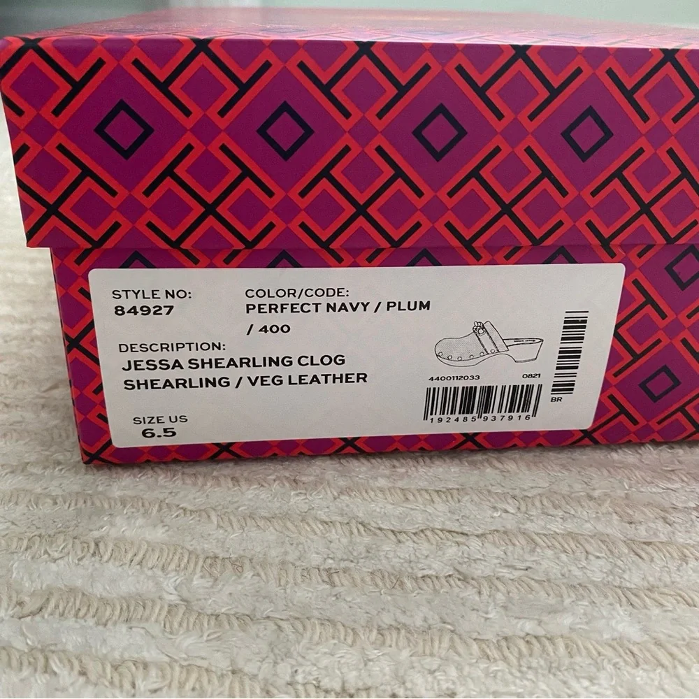 NWT Tory Burch Jessa Shearling Clogs perfect navy - Picture 12 of 14